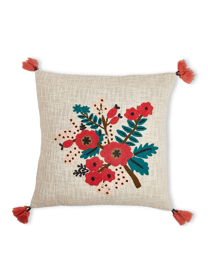 Spring Cushion Cover- Hand Embroidered