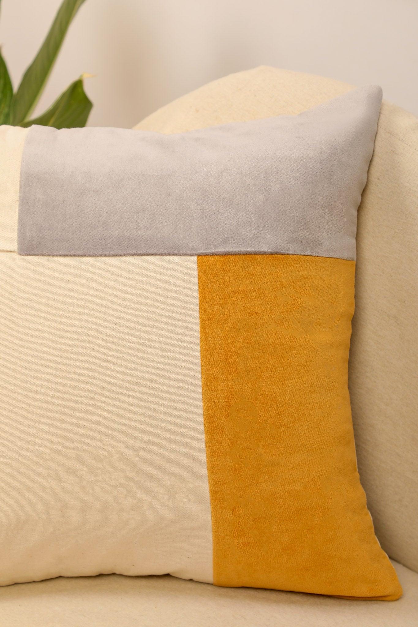 Copper Slate Cushion Cover - Velvet patchwork - House of Ayuda