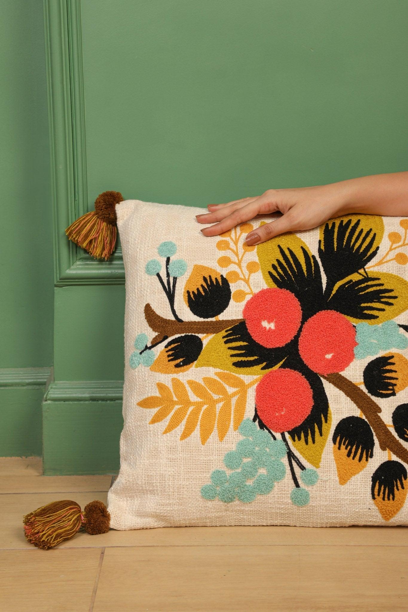 Drupe Cushion Cover - Hand Embroidered - Ayuda Homes