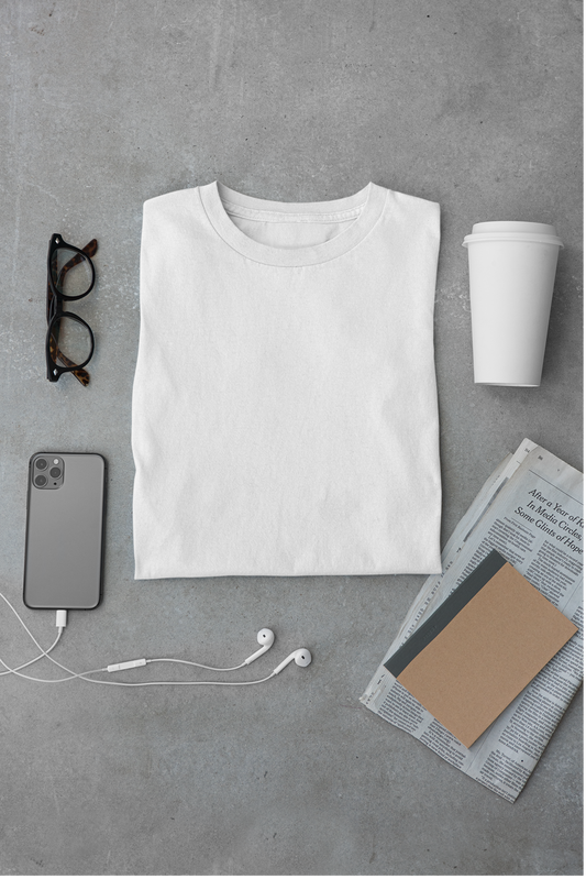 Unisex Round Neck: White T-Shirt
