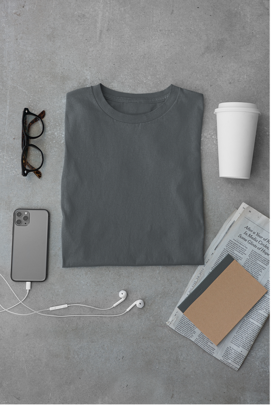 Unisex Round Neck: Ash Grey T-Shirt