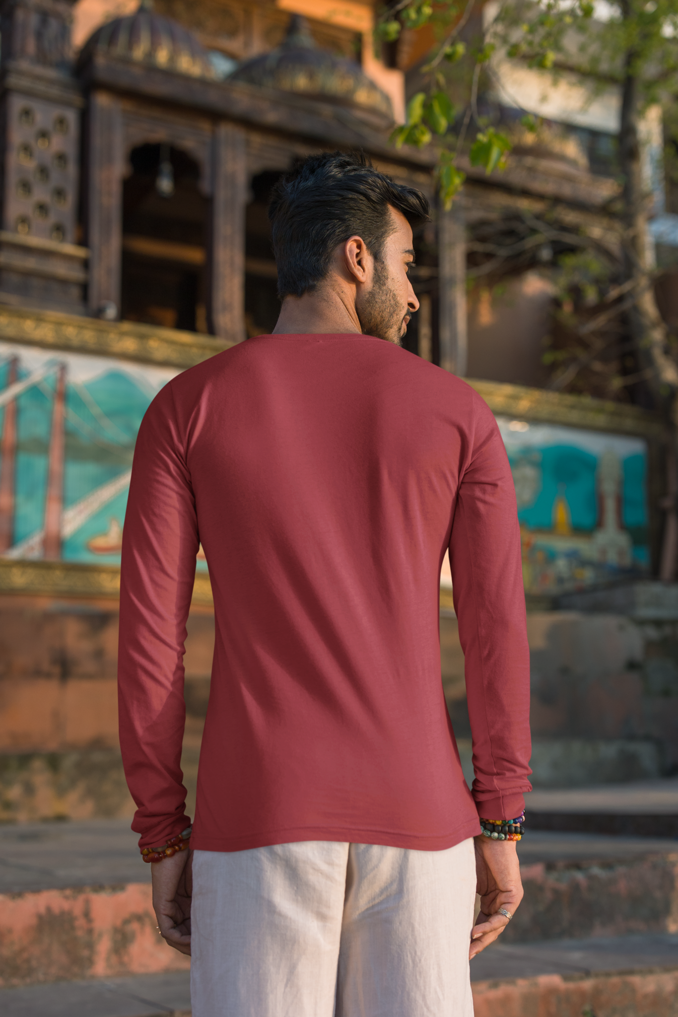 Men's Full Sleeve: Maroon T-Shirt