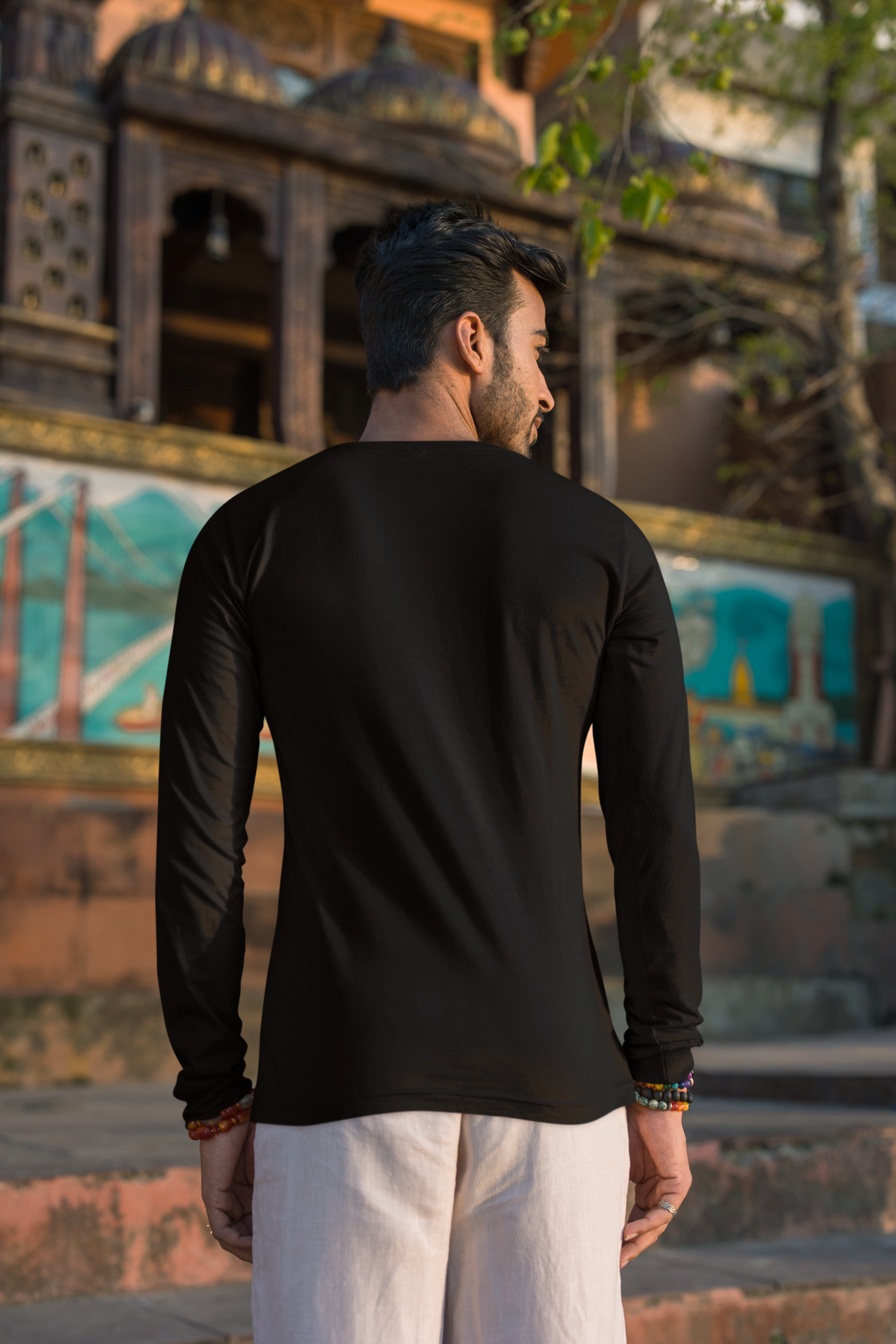 Men's Full Sleeve: Black T-Shirt