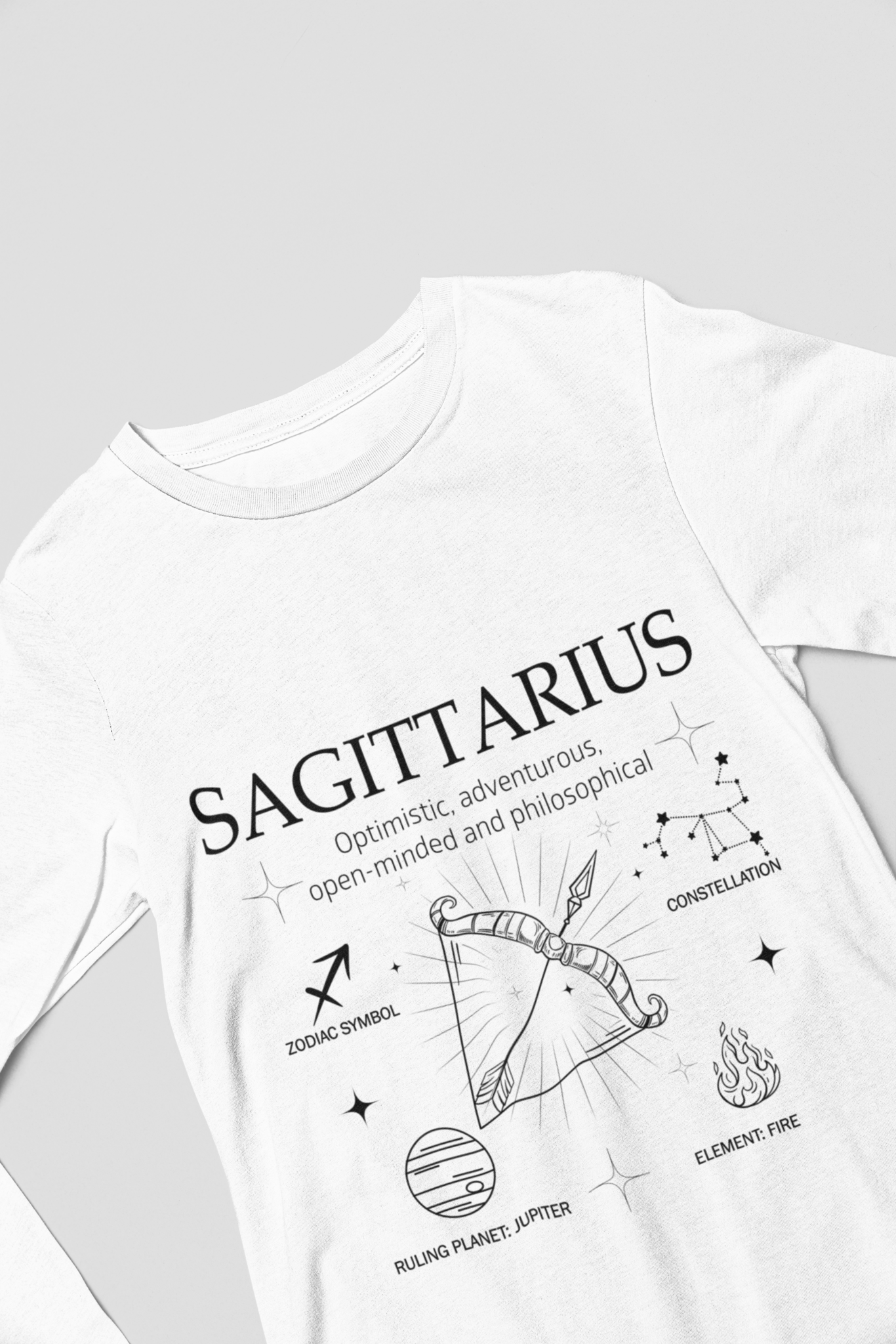 Men's Full Sleeve: White T-Shirt Sagittarius