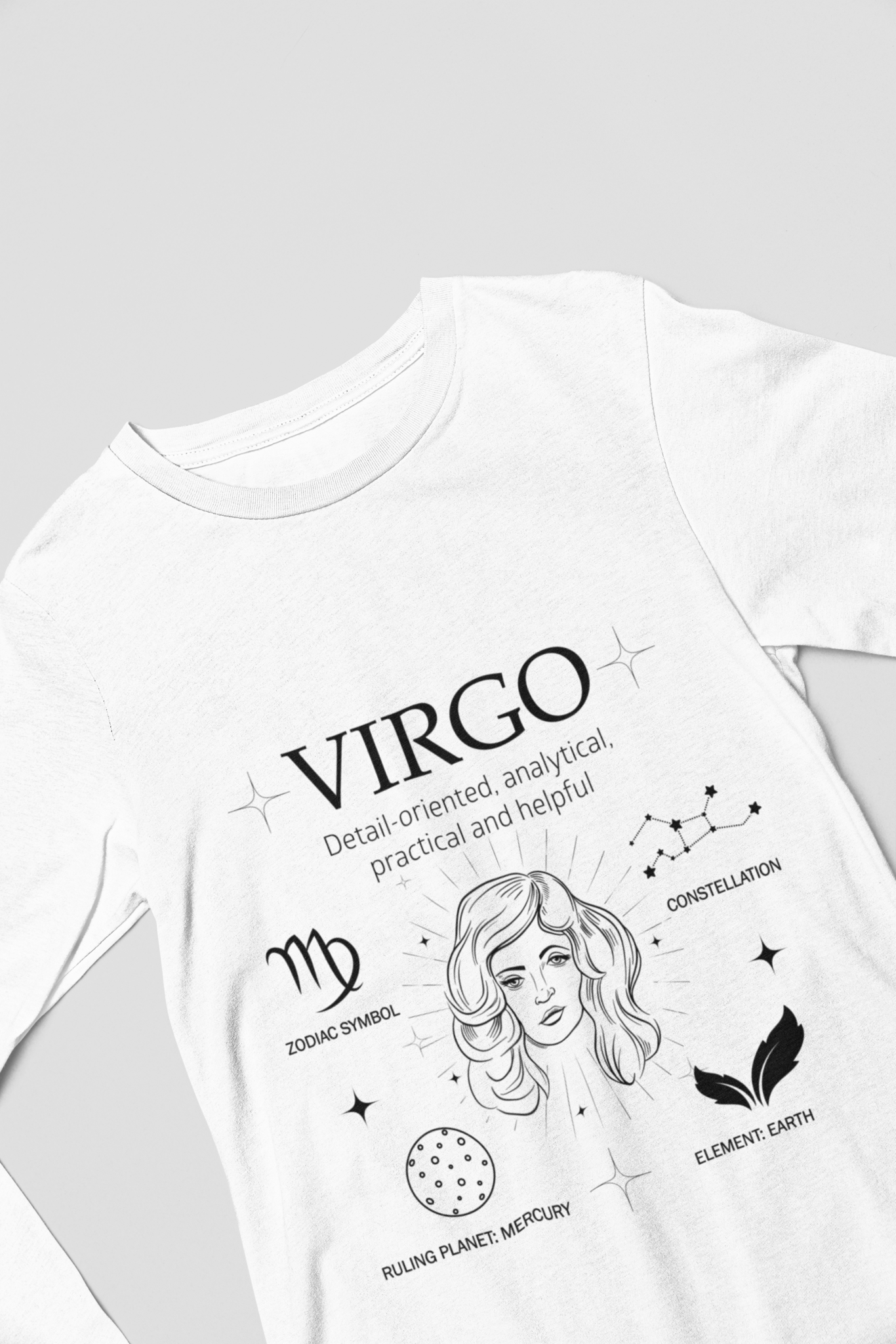 Men's Full Sleeve: White T-Shirt Virgo