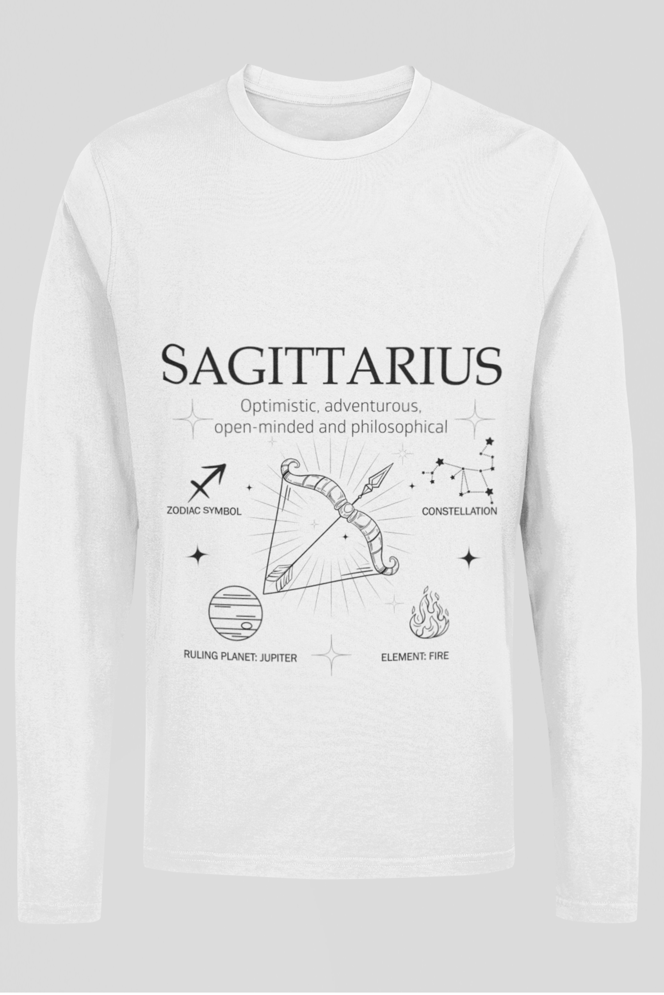 Men's Full Sleeve: White T-Shirt Sagittarius