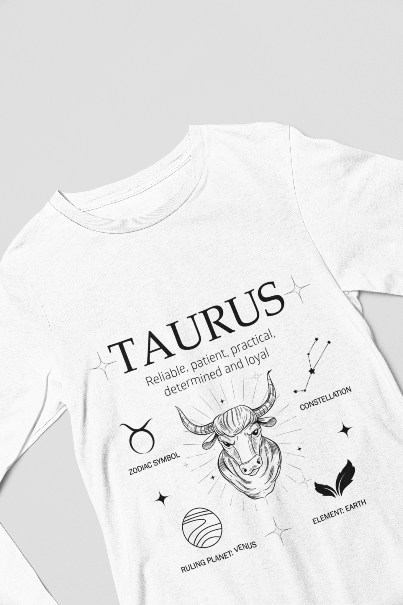 Men's Full Sleeve: White T-Shirt Taurus