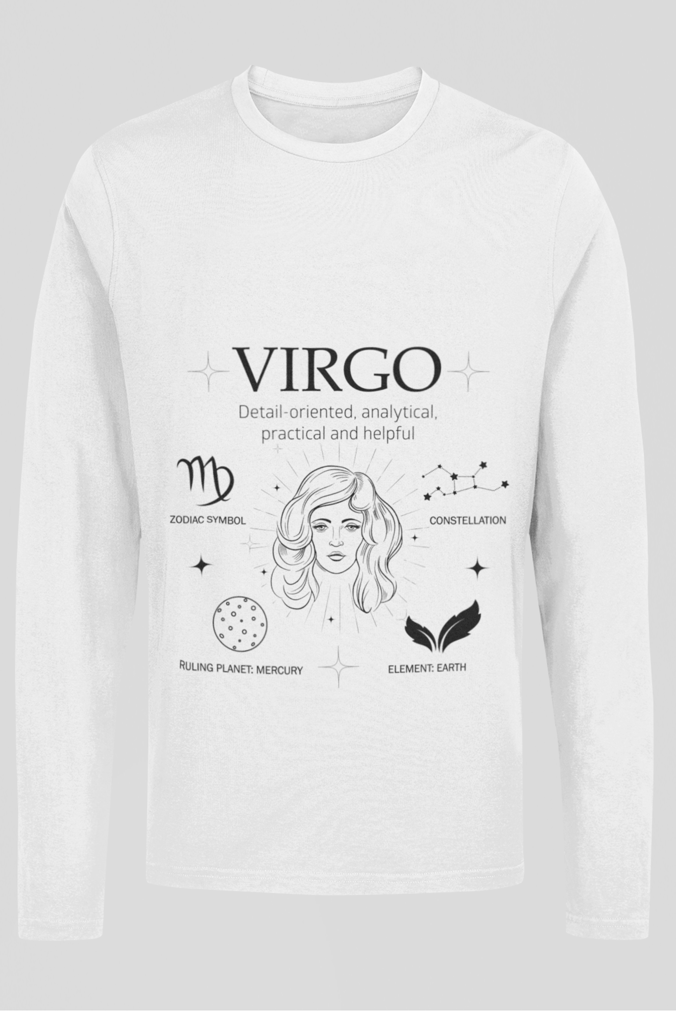 Men's Full Sleeve: White T-Shirt Virgo