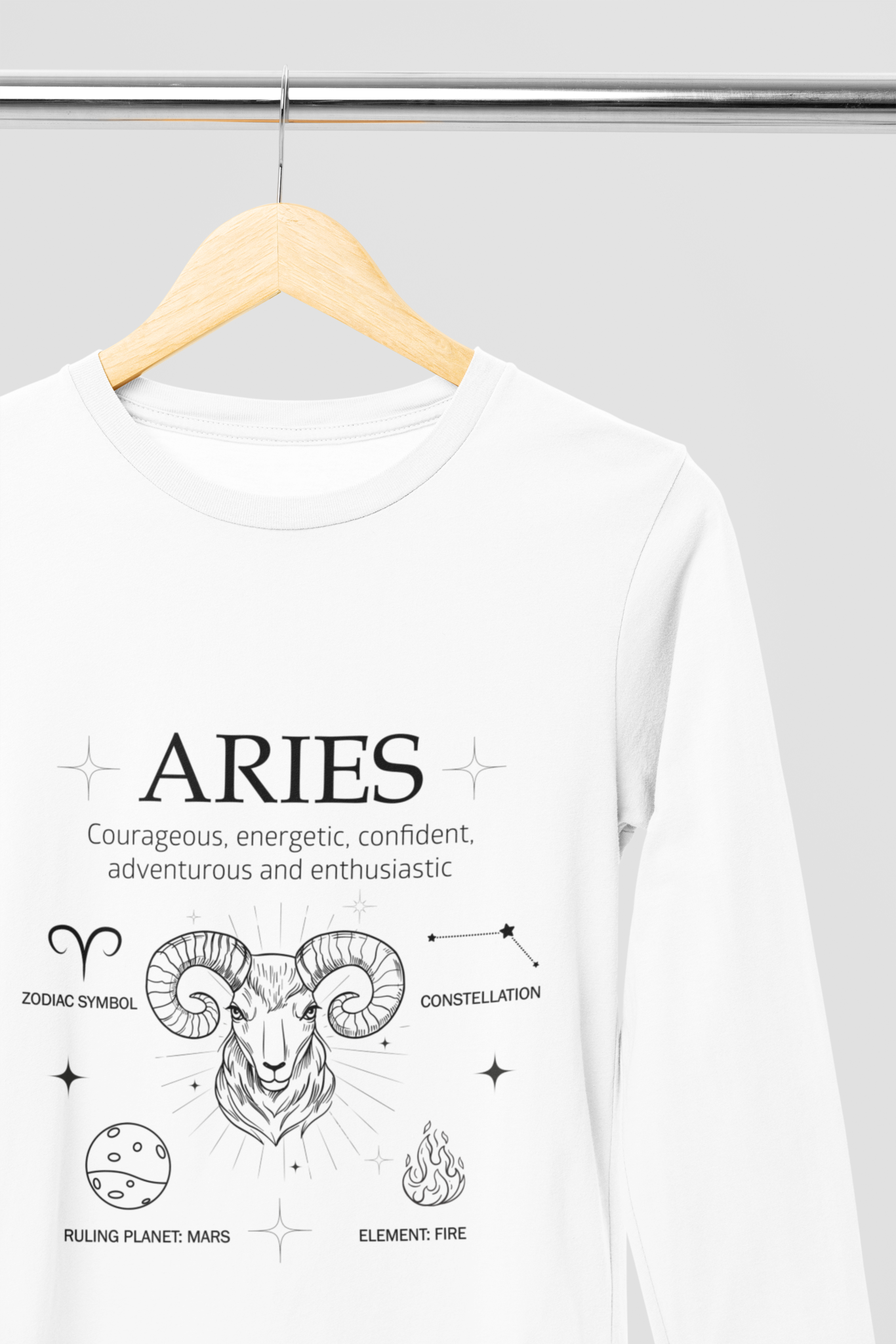 Men's Full Sleeve: White T-Shirt Aries