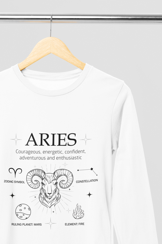 Men's Full Sleeve: White T-Shirt Aries