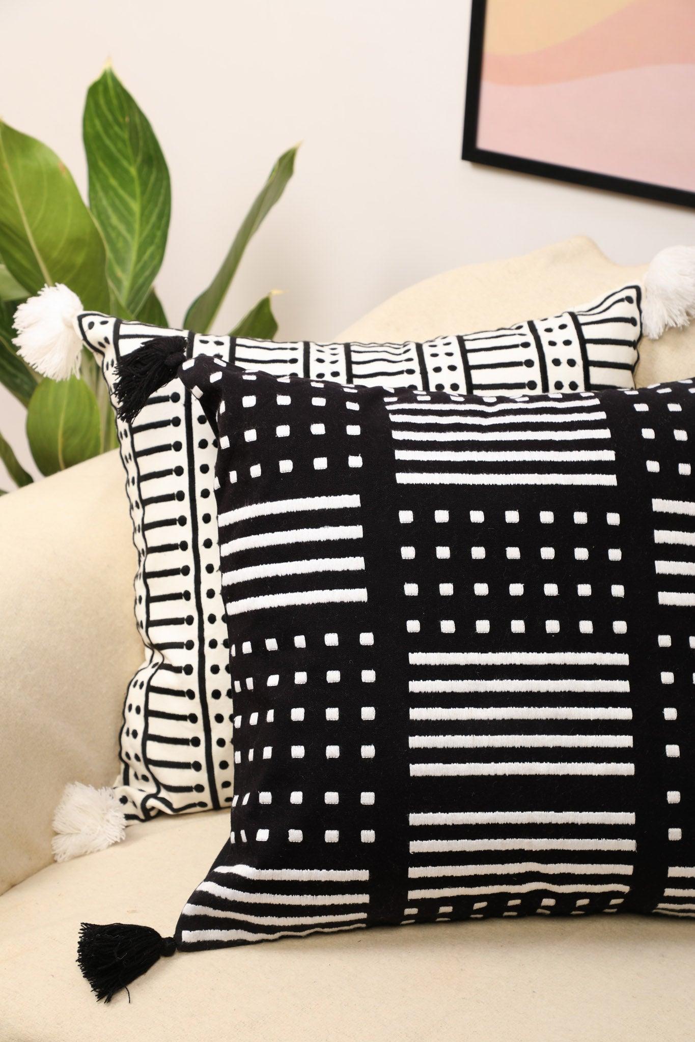 Spaced Cushion Cover - Hand Embroidered - House of Ayuda
