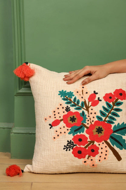 Spring Cushion Cover- Hand Embroidered - Ayuda Homes